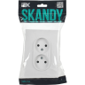 Розетка 2-местная IEK SKANDY SK-R09W без заземления с защитными шторками 10А в сборе арктический белый SK-R23-10-K01-F